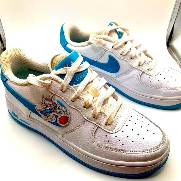 Nike Air Force 1 low Space Jam Hare, white and blue, kids 4.5 or women’s 6.5 - Picture 4 of 7